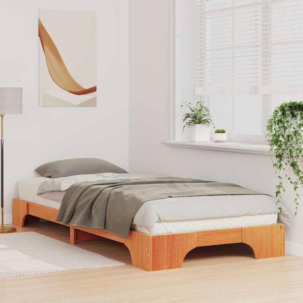 vidaXL Bed Frame Brown 80 x 210 cm Solid Pine Wood
