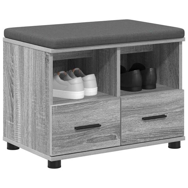 vidaXL Hall Bench with Cushion with Drawer Grey Sonoma 60 x 38 x 46 cm