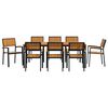 vidaXL Garden Dining Set 9 pcs Black and brown 200 x 90 x 75 cm