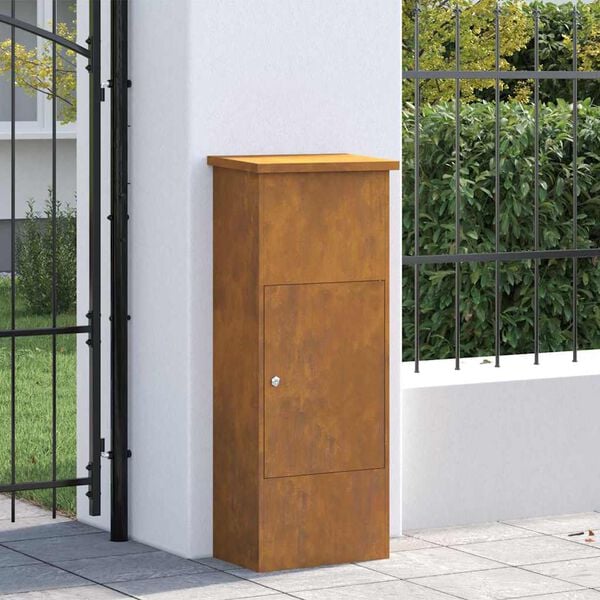 vidaXL Parcel Drop Box Rusty 44.5 x 29 x 110.5 cm Weathering steel