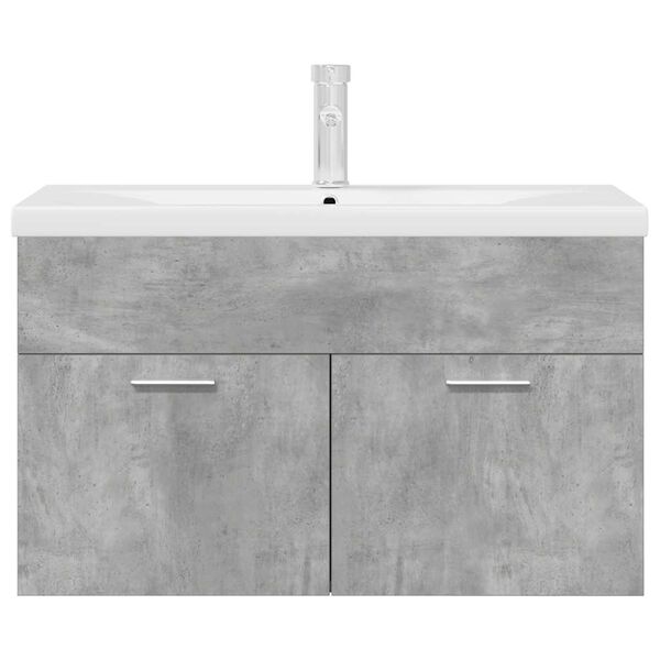 vidaXL Bathroom Sink Cabinet with Built-in Basin and Faucet Concrete Grey