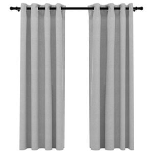 vidaXL Linen-Look Blackout Curtains with Grommets 2pcs Grey 140x175cm