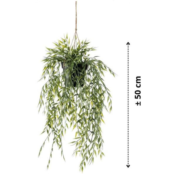 Emerald Artificial Bamboo Hanging Bush in Pot 50 cm