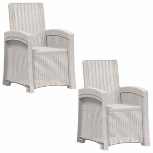 vidaXL Reclining Garden Chair Rattan Look 2 pcs White PP
