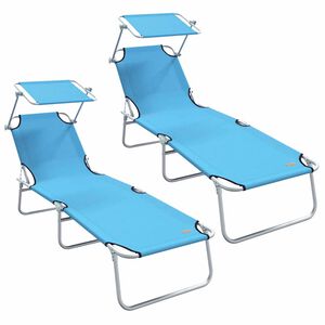vidaXL Sun Lounger 2 pcs Polyester Bright Blue