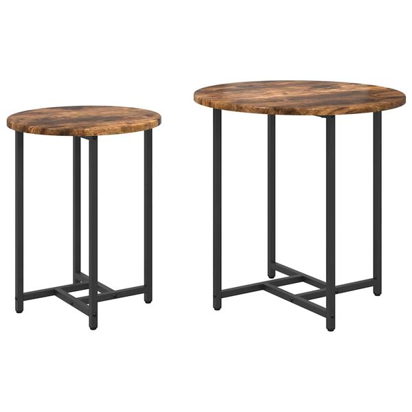 vidaXL Side Table Set 2 pcs Smoked Oak and Black