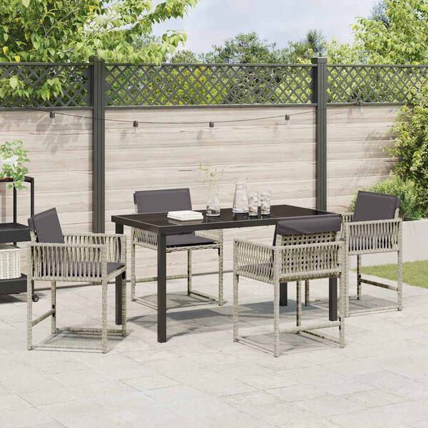 vidaXL Garden Dining Set 5 pcs Light Grey Poly Rattan