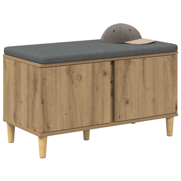 vidaXL Hall Bench with Cushion with Door Artisan Oak 80 x 38 x 46 cm