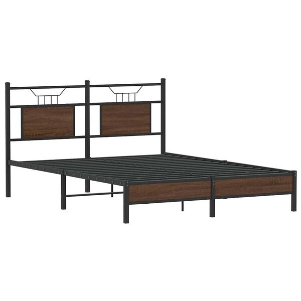 vidaXL Bed Frame without Mattress Brown Oak 137x190 cm Engineered Wood