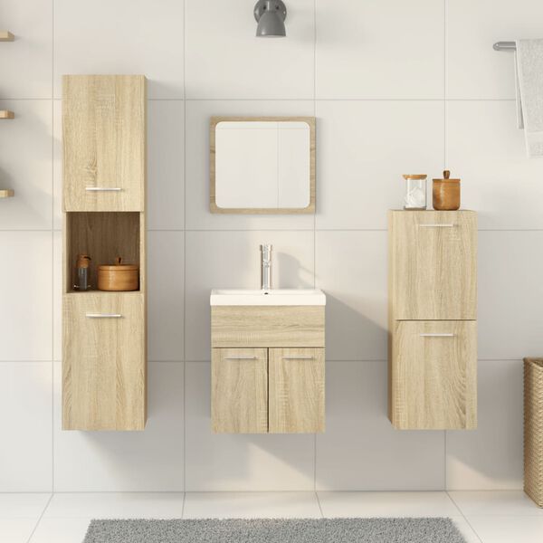 vidaXL 5 Piece Bathroom Furniture Set Sonoma Oak Engineered Wood
