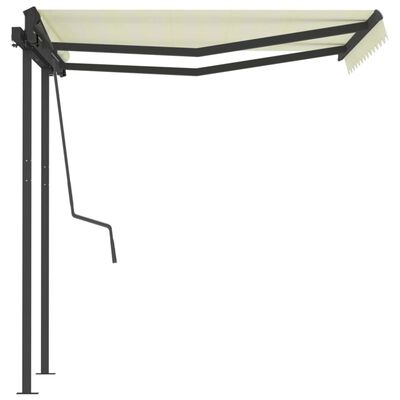 vidaXL Manual Retractable Awning with Posts 3.5x2.5 m Cream
