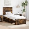 vidaXL Bed Frame with Headboard Smoked Oak 75 x 190 cm Solid Pine Wood