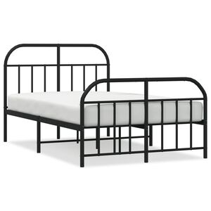 vidaXL Metal Bed Frame without Mattress with Footboard Black 120x190cm