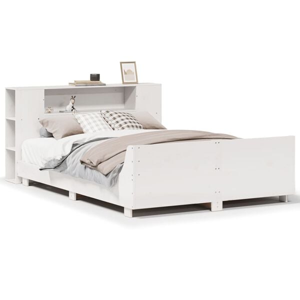 vidaXL Bed Frame without Mattress White 150x200 cm King Size Solid Wood Pine