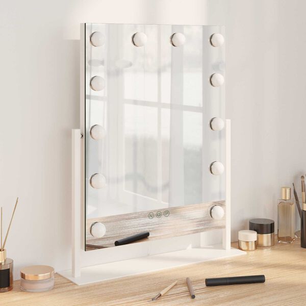 vidaXL LED Vanity Mirror White 44 x 10 x 53 cm Glass and Steel