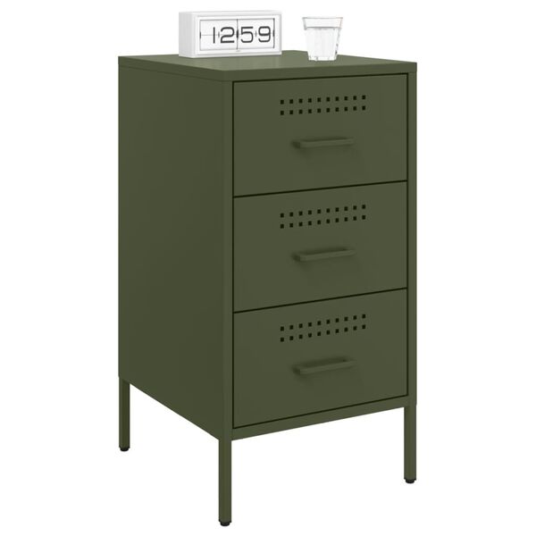vidaXL Bedside Cabinet Olive Green 36x39x68 cm Steel