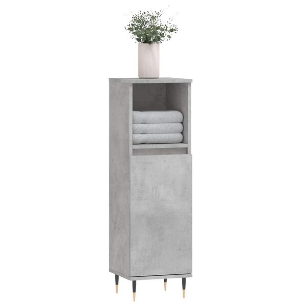 vidaXL Bathroom Cabinet Concrete Grey 30x30x100 cm Engineered Wood