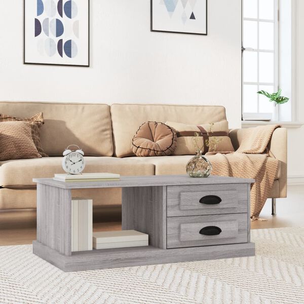 vidaXL Coffee Table Grey Sonoma 90x50x35 cm Engineered Wood