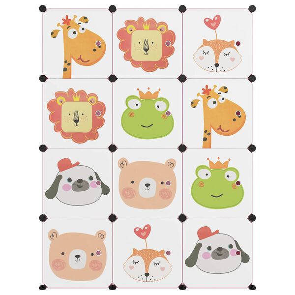 vidaXL Cube Storage Cabinet for Kids with 12 Cubes Pink PP