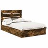 vidaXL Storage Bed with Drawer Smoked Oak 120 x 200 cm Engineered Wood