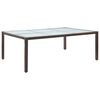vidaXL Outdoor Dining Table | Brown | PE rattan, milky tempered glass, steel