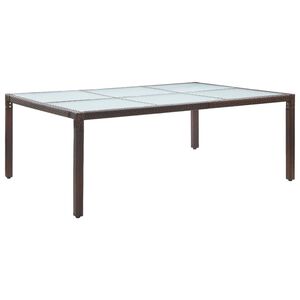 vidaXL Outdoor Dining Table | Brown | PE rattan, milky tempered glass, steel