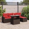 vidaXL 6 Piece Garden Sofa Set with Cushions Brown Poly Rattan Acacia