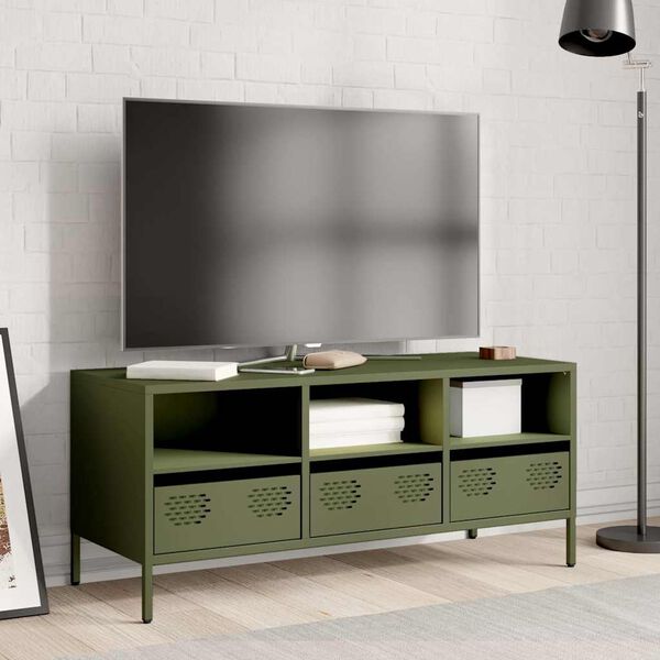 vidaXL TV Cabinet Olive Green 101.5x39x43.5 cm Cold-rolled Steel