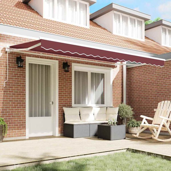 vidaXL Retractable Awning Burgundy 350 x 200 cm Polyester and Metal