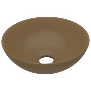 vidaXL Bathroom Sink Ceramic Matt Cream Round