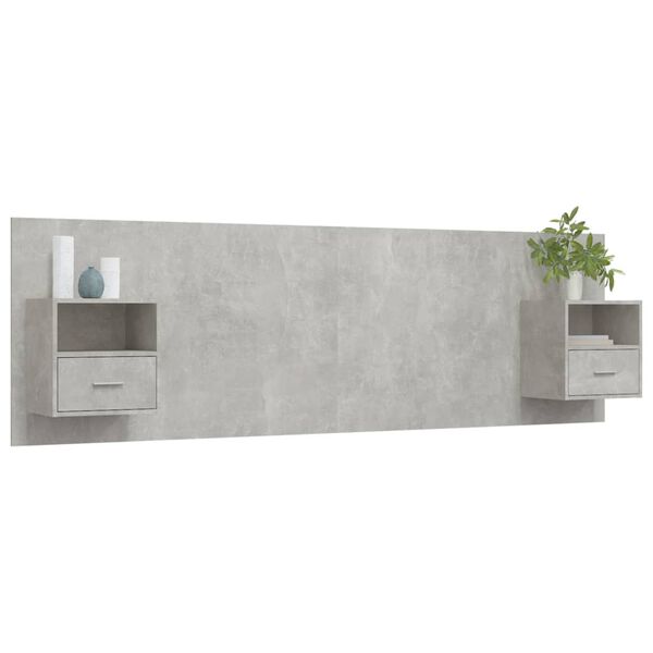 vidaXL Bed Headboard with Cabinets Concrete Grey Engineered Wood