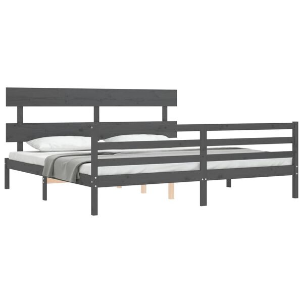 vidaXL Bed Frame without Mattress Grey 200x200 cm Solid Wood