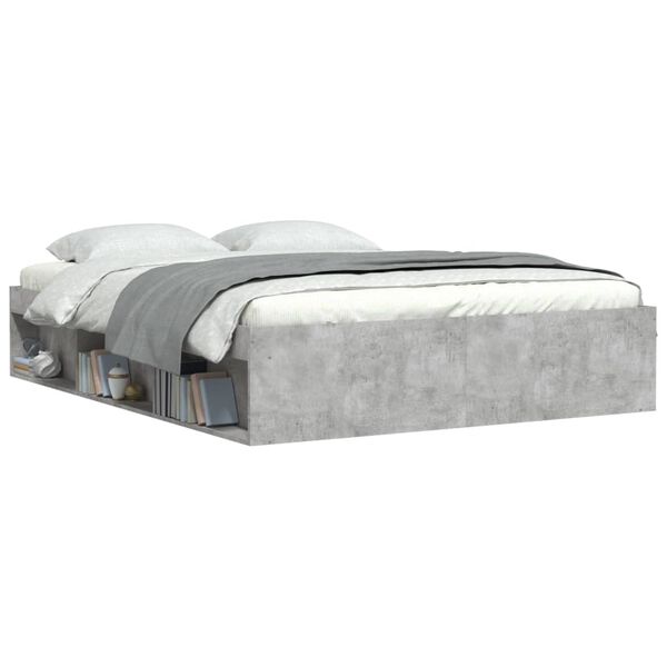 vidaXL Bed Frame without Mattress Concrete Grey 140x200 cm