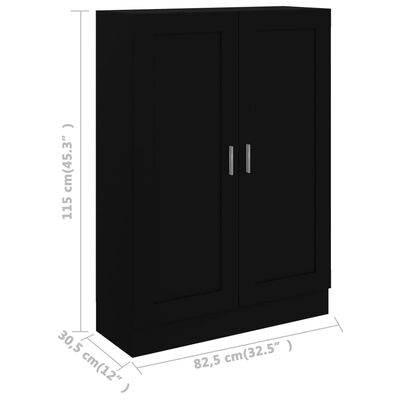 vidaXL Book Cabinet Black 82.5x30.5x115 cm Engineered Wood