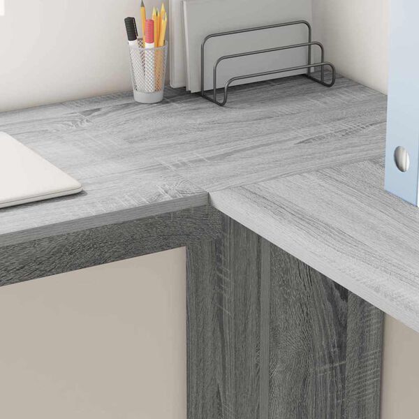 vidaXL Corner Desk Grey Sonoma 140 x 113.5 x 75 cm Engineered Wood