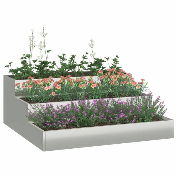 vidaXL Garden Planter Silver 90 x 90 x 35 cm Galvanised Steel