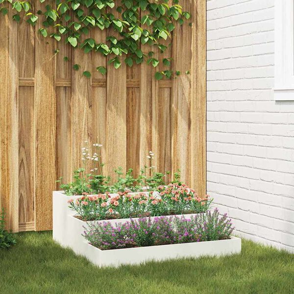vidaXL Garden Planter White 90 x 90 x 35 cm Cold-rolled Steel