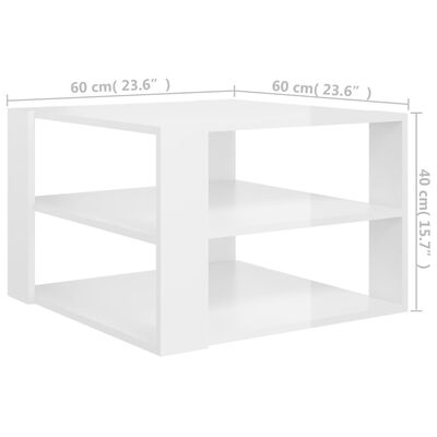vidaXL Coffee Table High Gloss White 60x60x40 cm Engineered Wood
