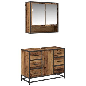 vidaXL Bathroom Furniture Set 2 pcs Old Wood Engineered Wood