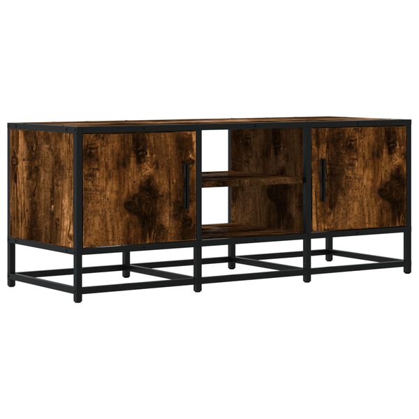 vidaXL TV Cabinet Smoked Oak 100x35x41 cm Engineered Wood and Metal