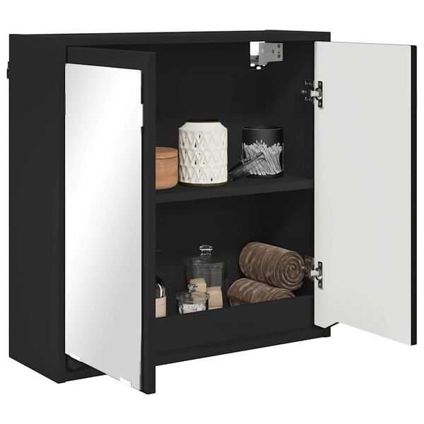 vidaXL Bathroom Mirror Cabinet Black 60 x 20 x 60 cm Engineered Wood