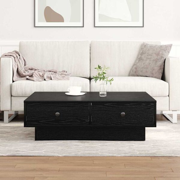 vidaXL Coffee Table Black Oak 90 x 90 x 28 cm Engineered Wood