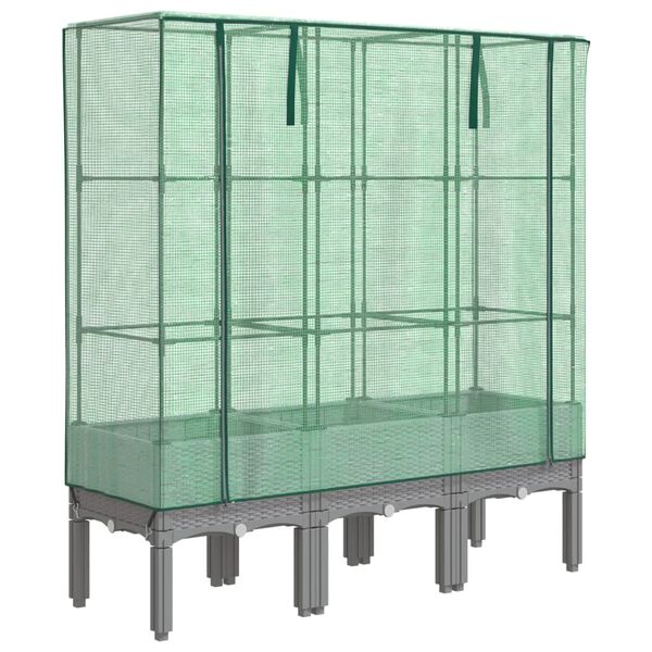 vidaXL Raised Bed with Greenhouse Cover Rattan Look 120x40x140 cm
