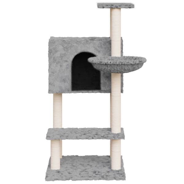 vidaXL Cat Tree with Sisal Scratching Posts Light Grey 108.5 cm