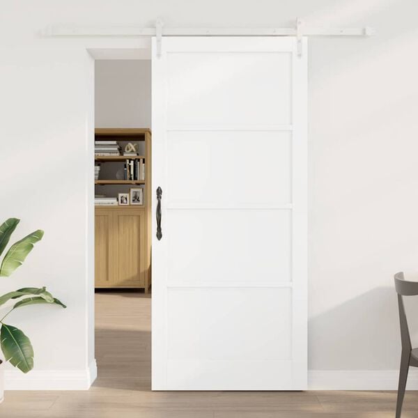 vidaXL Sliding Door ORKDAL White 93 x 211 cm Solid Pine Wood