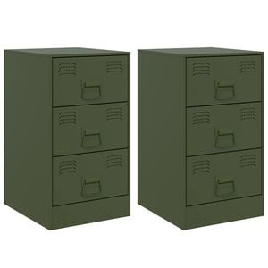 vidaXL Bedside Cabinets 2 pcs Olive Green 34,5x39x62 cm Steel