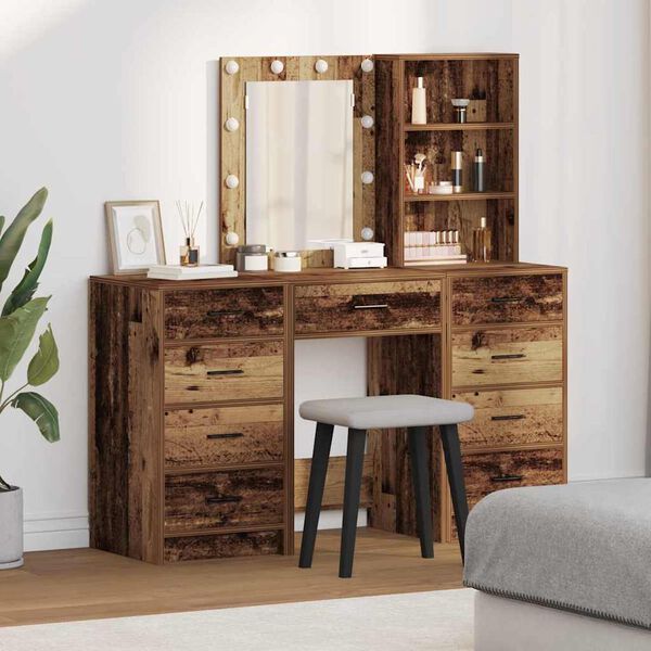 vidaXL Dressing Table 3 pcs Brown 40 x 41 x 135 cm Engineered wood