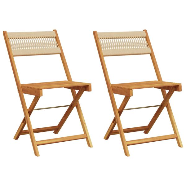 vidaXL Bistro Chairs 2 pcs Beige Solid Wood Acacia and Rope