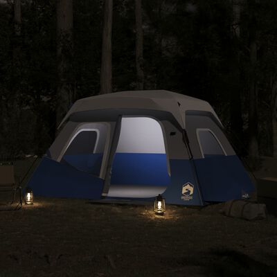 vidaXL Family Tent with LED 6-Person Light Blue Quick Release