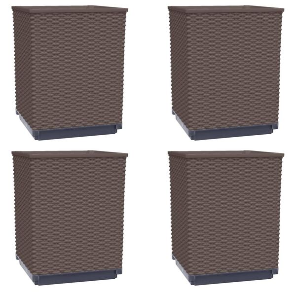 vidaXL Planters 4 pcs Brown 30x30x37 cm Polypropylene